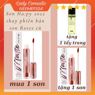 Son HAPY Minigarden matte lipcream 3.5ml tặng kèm 1 cây son và 1 tẩy trang môi