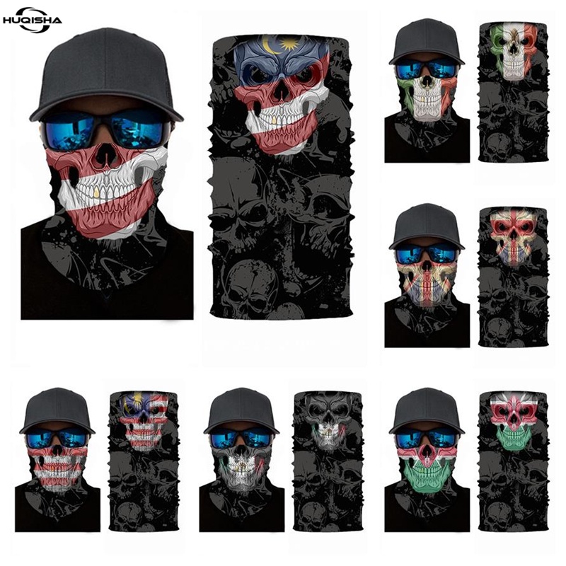 HUQISHA Khẩu trang chống bụi chống tia uv in họa tiết đầu lâu 3d mới cho halloween
