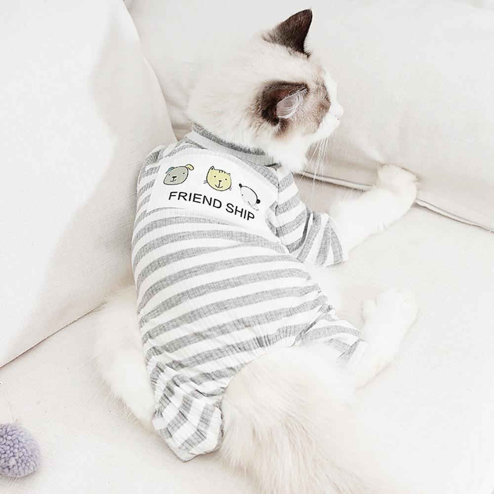 Bộ Đồ Ngủ Áo Liền Quần Mềm Mại Họa Tiết Kẻ Sọc Dễ Thương Dành Cho Thú Cưng
