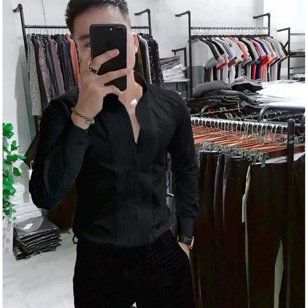 Áo sơ mi nam nam xếp ly tay dài cao cấp | hàng chuẩn shop | chất đẹp