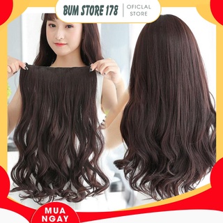 Hot!! Tóc giả kẹp nửa đầu đuôi xoăn màu đen