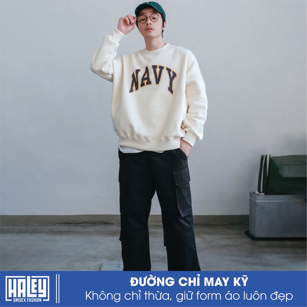 Áo sweater nam nữ HALEY tay dài  đẹp HD37 Hoodie không mũ phong cách Hàn Quốc Form Rộng Unisex