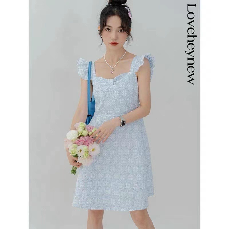 [XẢ HÀNG] Đầm Hoa Tay Cánh Tiên Chun Lưng, Váy Ngắn Hoa Chìm Đáng Yêu Smide Clothing