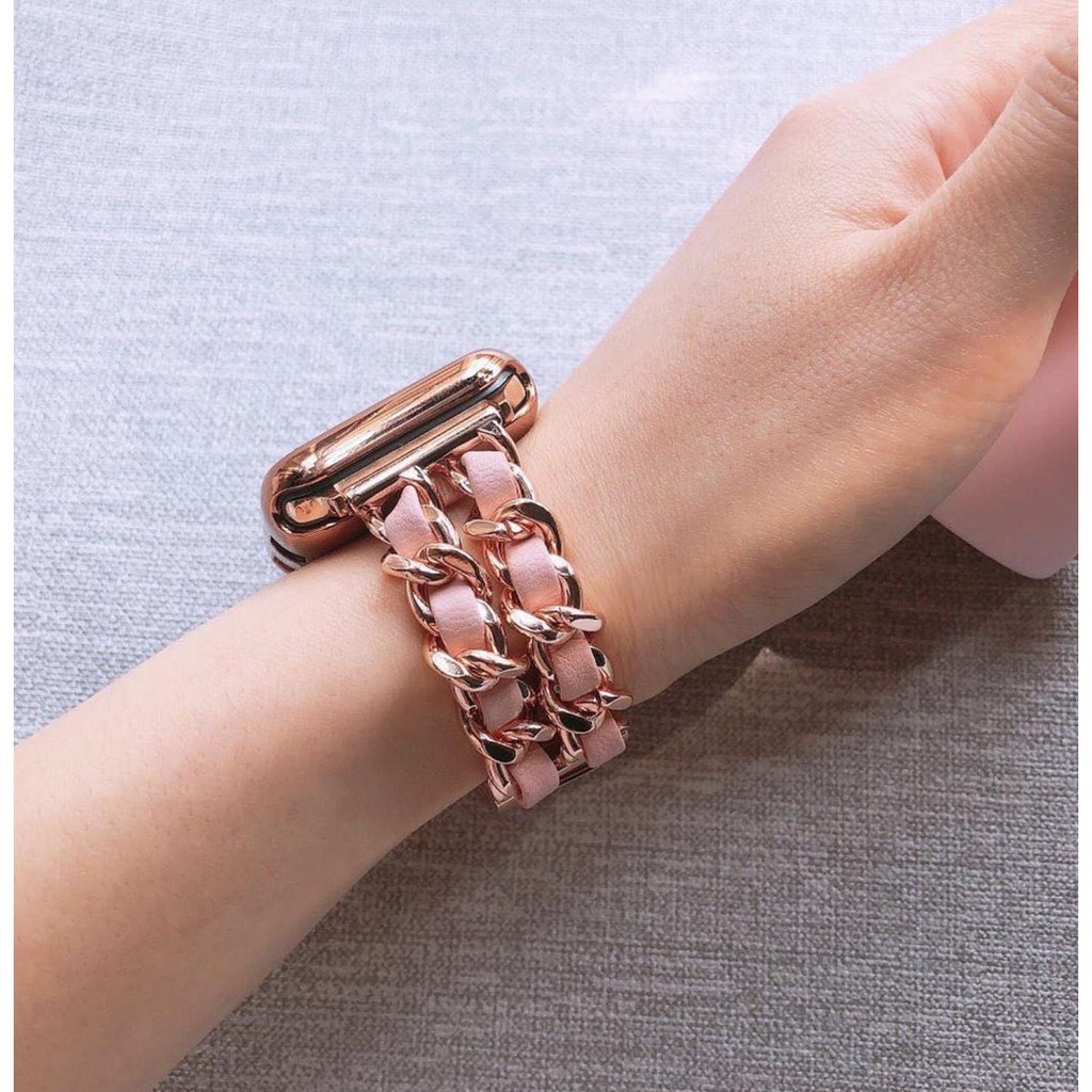Mẫu dây thép phối da dạng xích dành cho apple watch mới