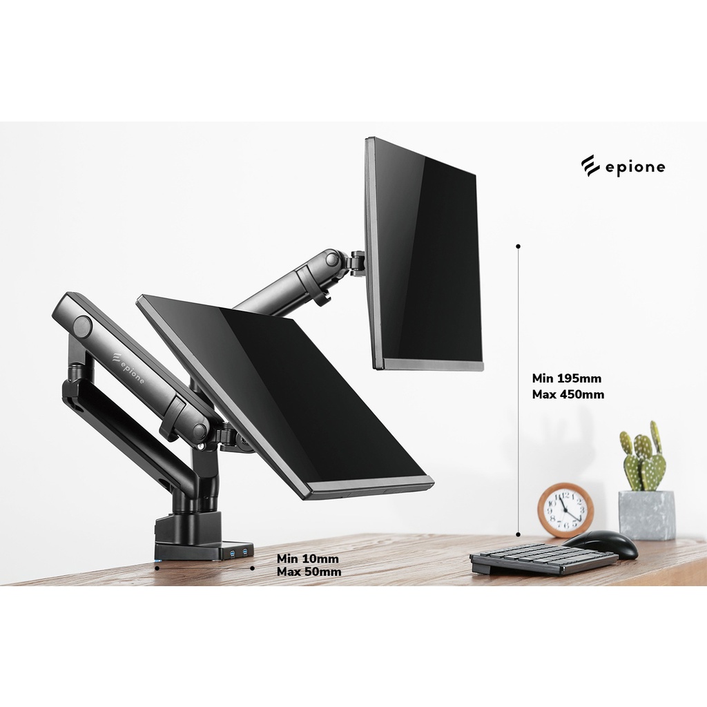 ARM Giá Đỡ, Treo Màn Hình Epione Liftup Pro/Duo Gắn Mặt Bàn, Phù Hợp Với Màn Từ 17 inch Đến 32 inch, Tải Trọng 8kg