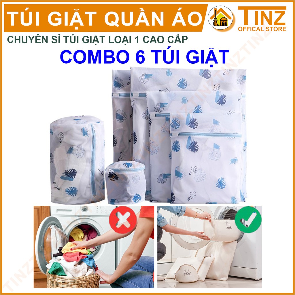 Combo 6 Túi Giặt TINZ VN Lá Cọ, Túi Lưới Giặt Đựng Áo Quần Cao Cấp Dành Cho Máy Giặt