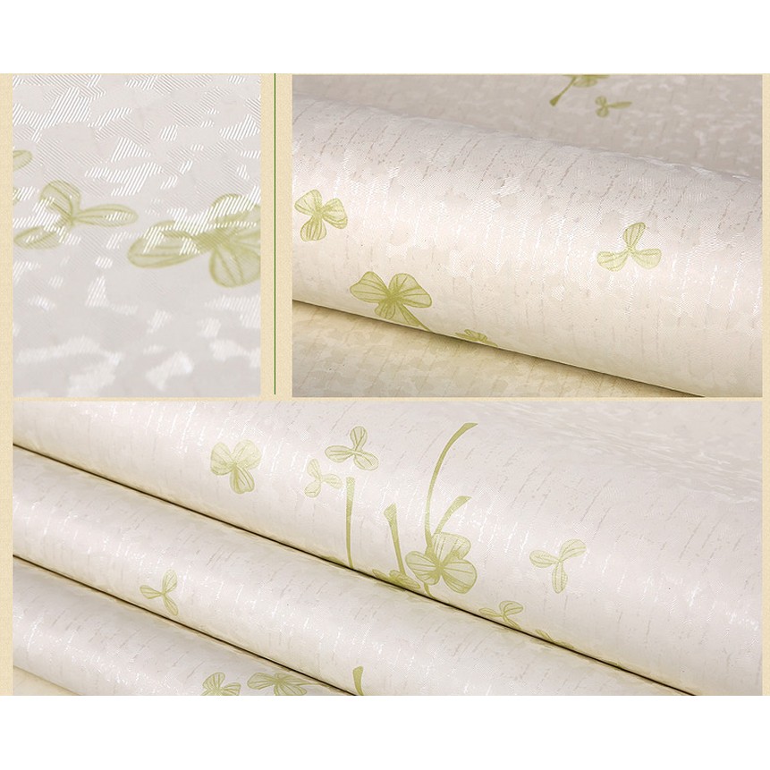 Decal giấy dán tường hoa ba cánh xanh (khổ rộng 0.45m)