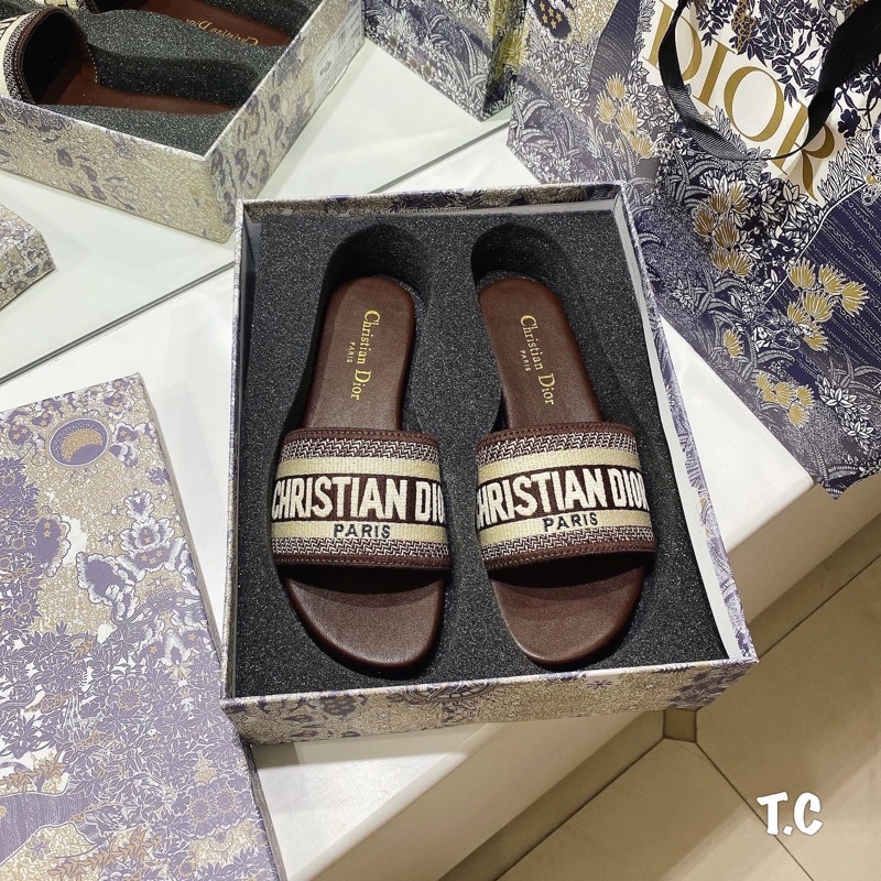 Dép thổ cẩm quai ngang super fullbox bill túi giấy