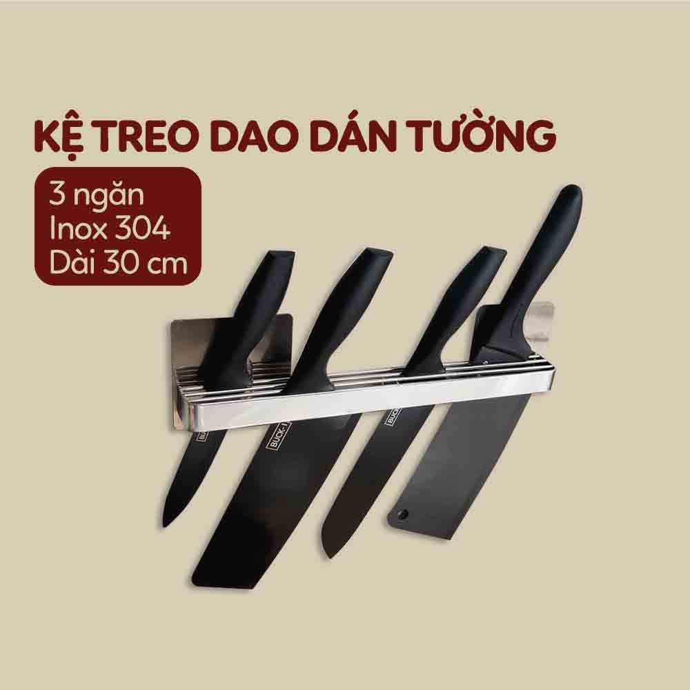 Kệ để dao dán tường nhà bếp Giá treo dao Inox thiết kế 2 ngăn dán tường siêu chắc chắn -KitchenDecor