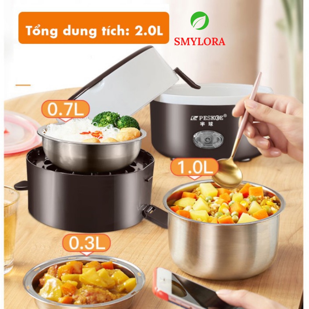 Hộp Cơm Cắm Điện 2 Tầng Cao Cấp Tiện Lợi, Đa Dụng Có Lõi Hâm Nóng Thức Ăn Nhanh.