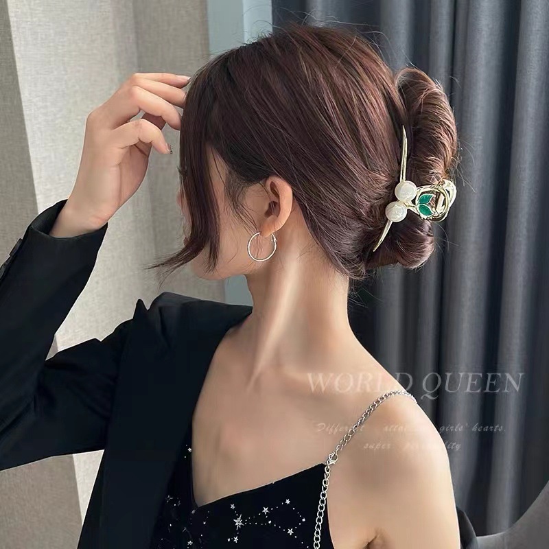 [Siêu Xinh] Kẹp Tóc Càng Cua Kim Loại Hàn Quốc (2 Quả Cherry Trắng Lá Xanh) Cho Bạn Gái Mẫu Mới Sang Chảnh Mainia Shop