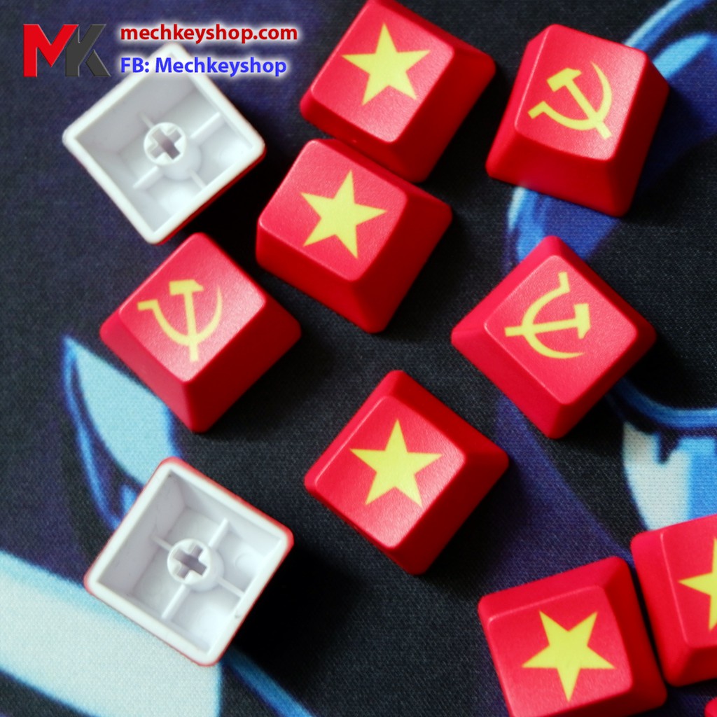 Keycap cờ Việt Nam, cờ Đảng PBT in Dye Sub 5 mặt