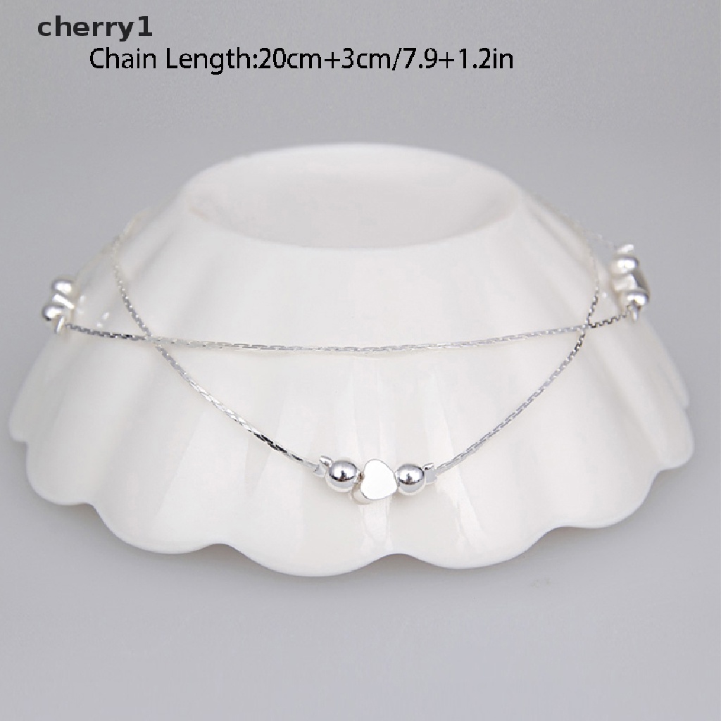 1 Lắc Chân Mạ Bạc 925 Mặt Trái Tim