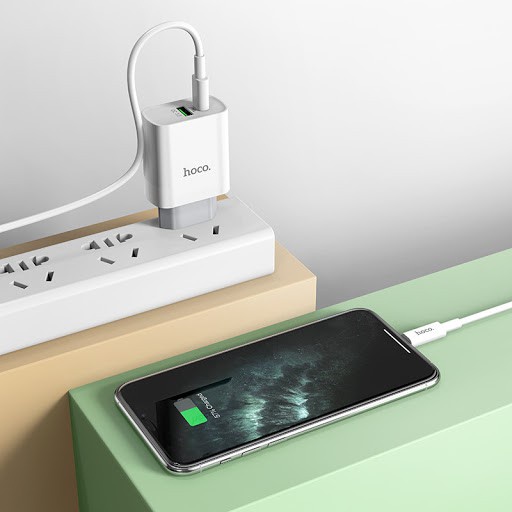 ⚡NowShip Mới⚡ Cốc Sạc Nhanh 2W Hoco C80A C80 2 cổng USB + Type C 3.1A PD 18W Q.C 3.0 cho điện thoại IPhone IPad Android