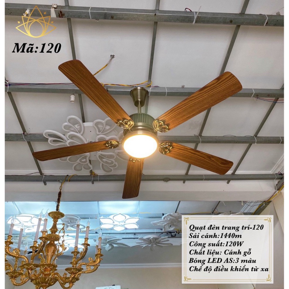 Quạt đèn trần BEGEN trang trí nội thất sang trọng động cơ đồng 120W siêu mạnh (ảnh thật 100%)