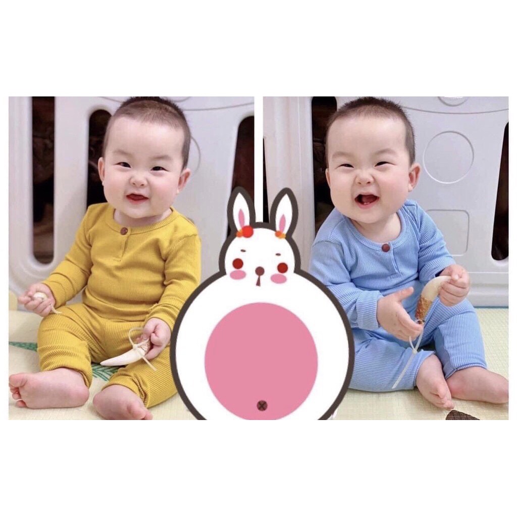 Bộ dài tay thu đông cao cấp K.Woo cho bé trai bé gái sơ sinh 6-16kg, vải len tăm xuất xịn nhiều màu-BO40