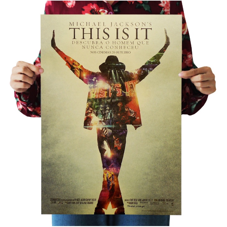 Poster Giấy Kraft Màu Vàng Và Trắng Dùng Để Trang Trí Quán Bar/Cafe/Michael Jackson