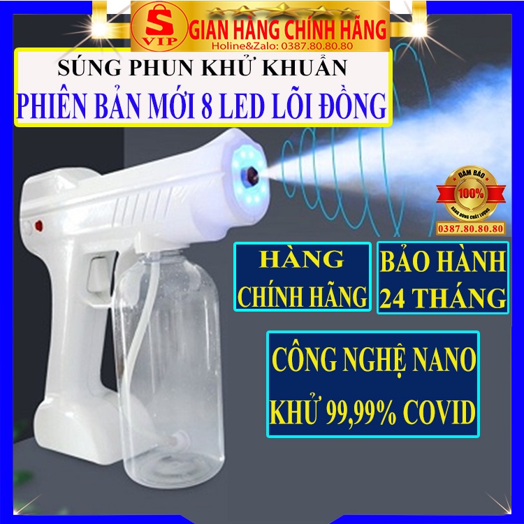 [ 8 LED - LOẠI 1 ] Máy phun khử khuẩn cầm tay/ Súng phun khử khuẩn nano tia uv chống dịch, diệt khuẩn 8 đèn led Atomizer