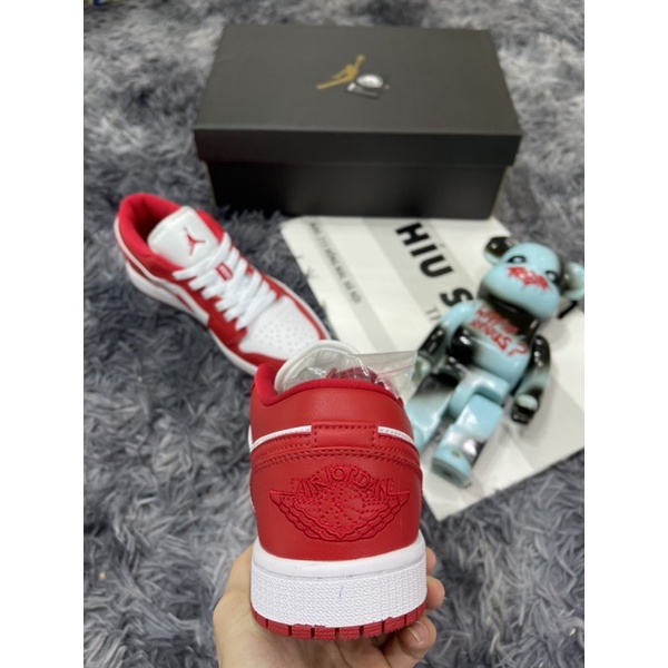 (Híu)Giầy Thể Thao Air Jordan 1 Low Trắng Đỏ Bản Best |Da Thật |Đế Khâu