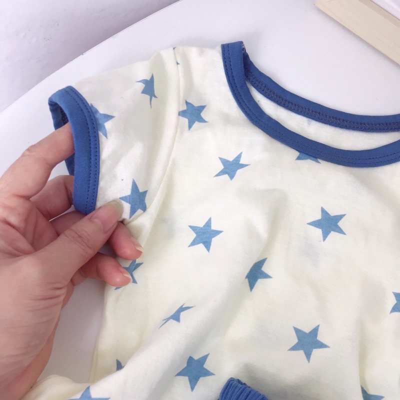Bộ cộc tay cho bé, bộ mặc nhà chất liệu cotton Hàn cho bé