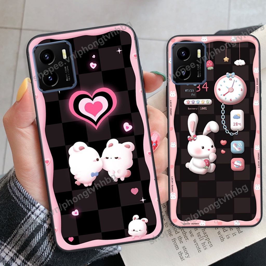Ốp lưng Vivo Y15s gấu,thỏ trắng , đồng hồ dễ thương cute cực đẹp