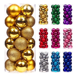 Set 24 Quả Châu Nhũ Kim Tuyến Lấp Lánh Trang Trí Cây Thông Noel Size 4/6/8cm
