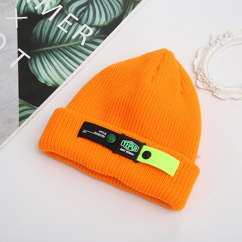 Mũ len dệt kim beanie thêu TEPUI Hàn Quốc thời trang unisex thu đông giữ ấm cho nam nữ L04