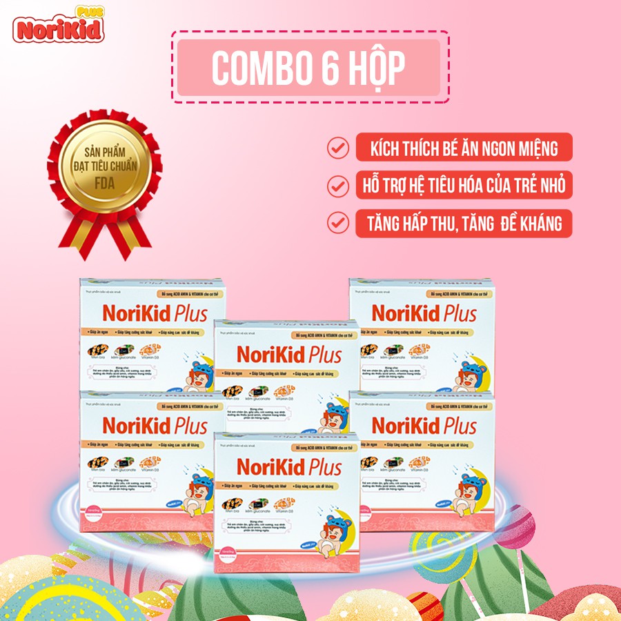 Siro Norikid Plus Hộp 20 ống - Giúp bé ăn ngon, tăng cường hấp thu và miễn dịch, ngăn ngừa táo bón