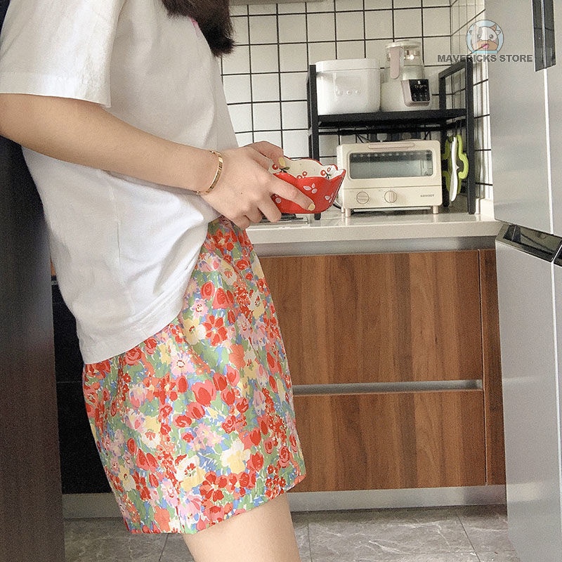Quần short nữ in hình hoa tulip phong cách Hàn Quốc