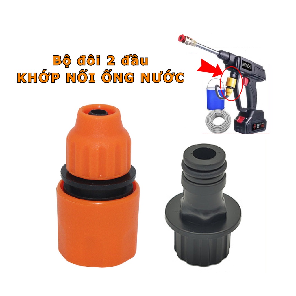 Bộ đôi khớp nối nhanh 2 đầu ống nước cho vòi rửa xe, máy xịt rửa xe cầm tay