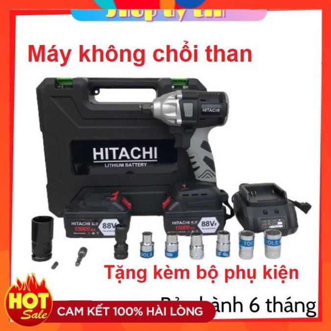 [Hàng Tốt] Máy siết bulong Hitachi nkhoong chổi than tặng kèm bộ phụ kiện