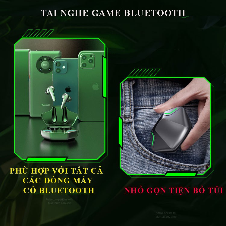 [Freeship] Tai Nghe Gaming Bluetooth APro 366 Tws ,Tay ghe Chơi Game thủ không dây PubG, Liên quân... độ trễ thấp