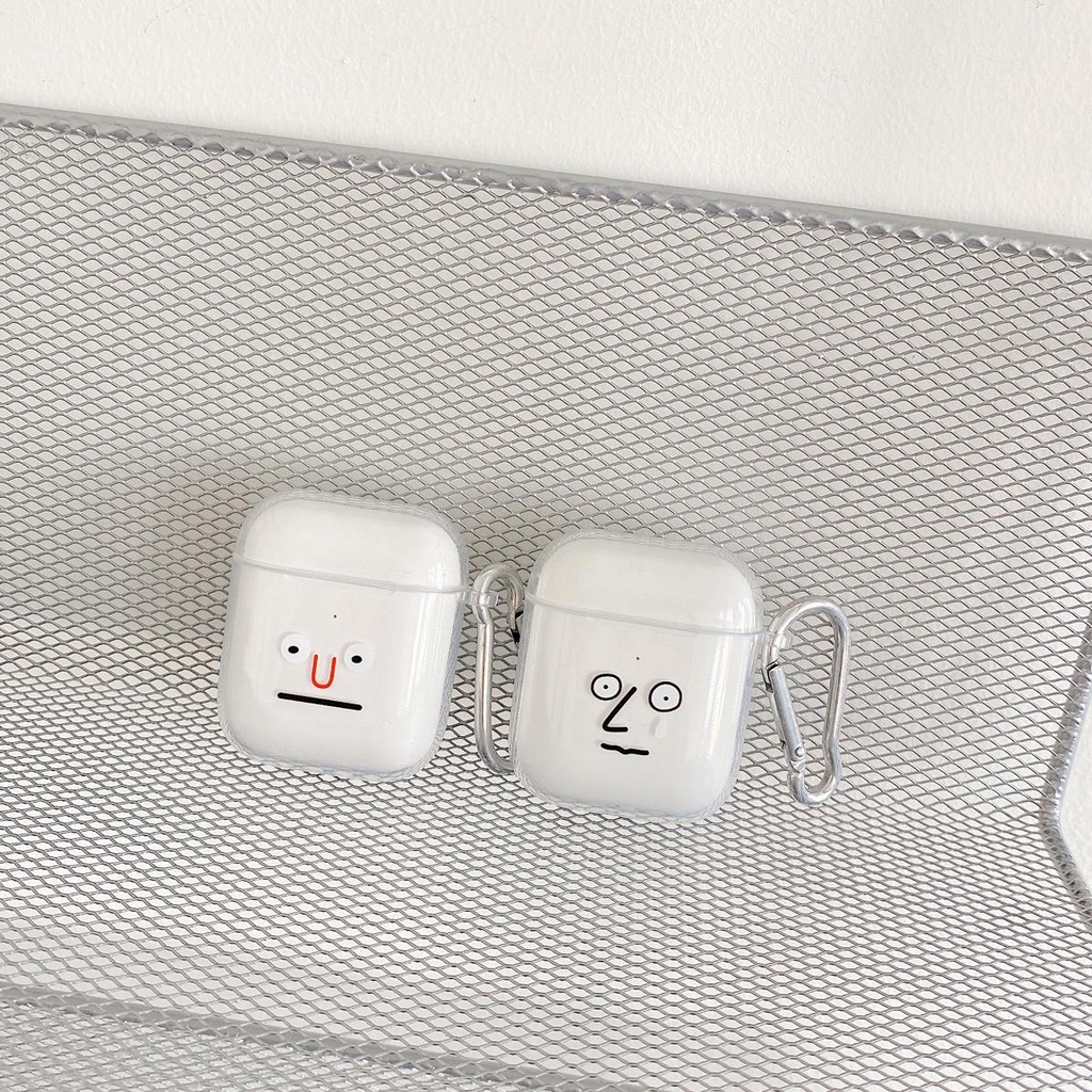 Vỏ tpu bảo vệ hộp sạc tai nghe không dây thiết kế hình khuôn mặt dễ thương thích hợp cho Airpods 1/2/pro