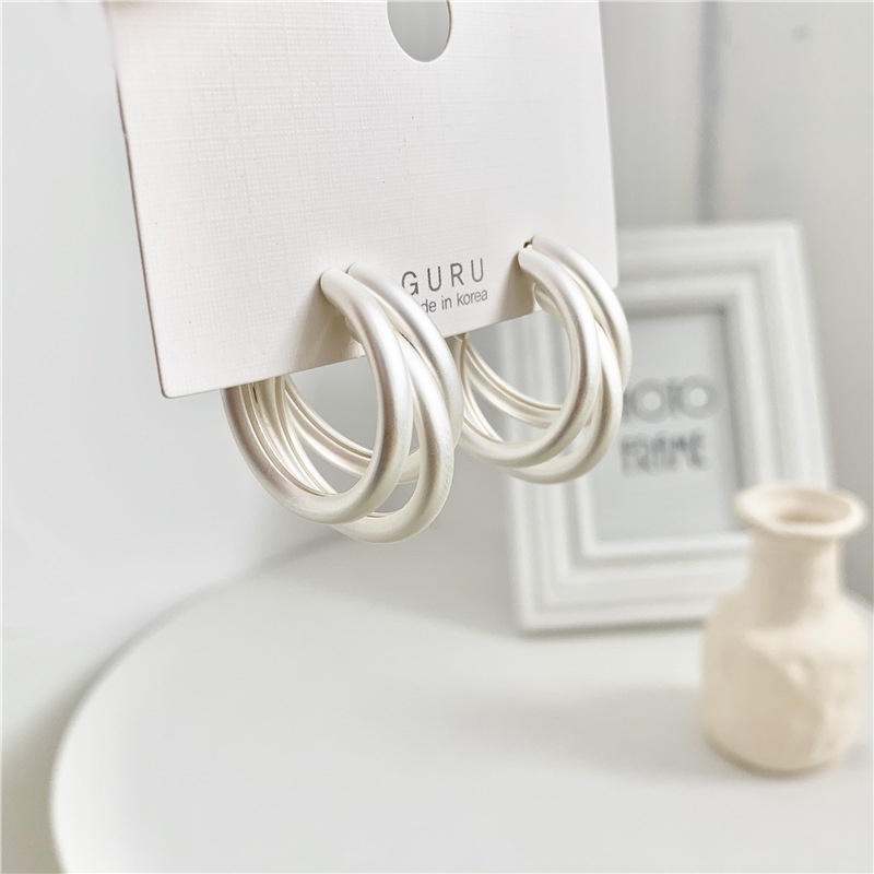 925 silver plated multi-layer simple Korean style earrings for women