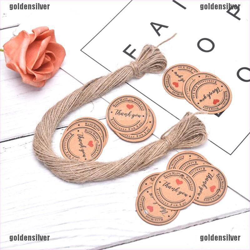 Set 100 Thẻ Giấy Kraft In Chữ Thank You Dùng Để Trang Trí Gói Quà Cưới