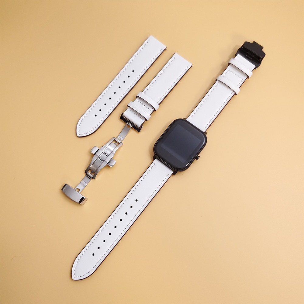Dây Đeo Bằng Da Có Khóa Bướm Cho Đồng Hồ Thông Minh Samsung Galaxy Watch Active 2 44mm 40mm Galaxywatch 3 45mm 41m / 42mm