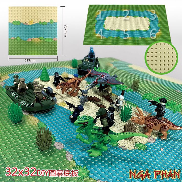 Tấm Nền Dòng Sông Đường Thẳng Baseplate Đồ Chơi Xếp Hình Lắp Ráp Lego DIY