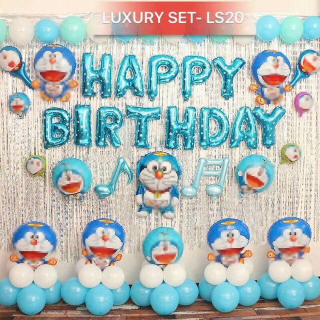 SET BÓNG TRANG TRÍ SINH NHẬT DORAEMON CHO BÉ LS20