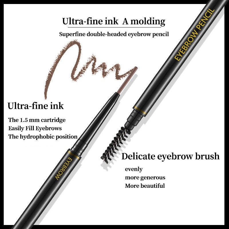 Bút Chì Kẻ Lông Mày Hai Đầu Siêu Mịn 1.5mm Không Thấm Nước Và Mồ Hôi Không Phai Màu