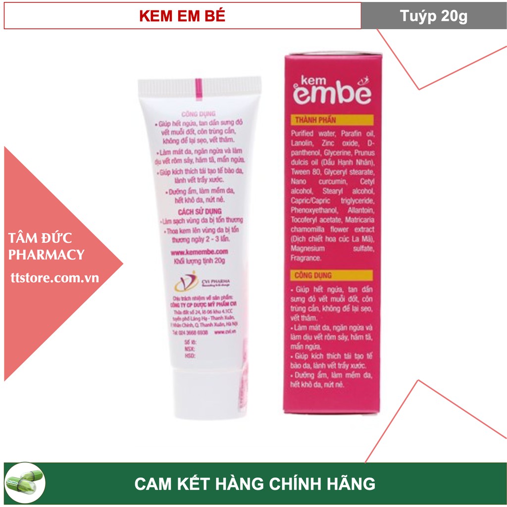 Kem Em Bé [Tuýp 20g] - Hết mẩn ngứa do côn trùng cắn, ngừa rôm sảy