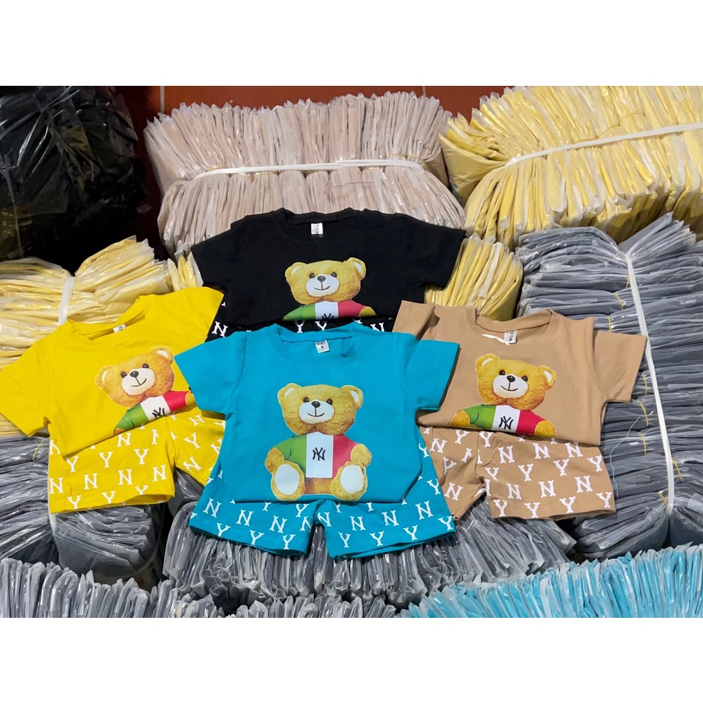 Bộ cotton hình gấu in 3D cho bé trai bé gái XHN877