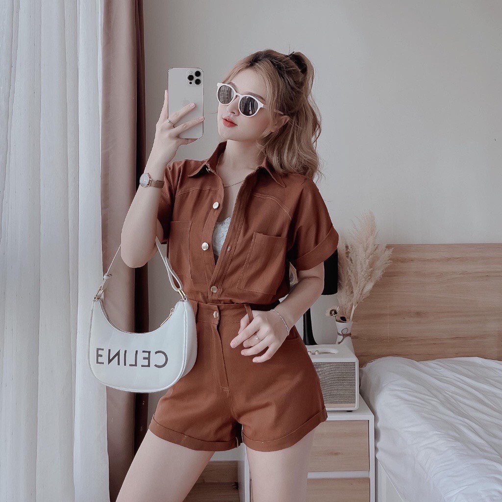 Set jumpsuit liền quần Áo sơ mi cổ đức Thời Trang Giá Xưởng Official