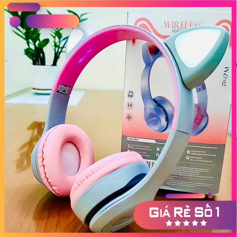 Tai nghe Bluetooth chụp tai hình tai mèo dễ thương