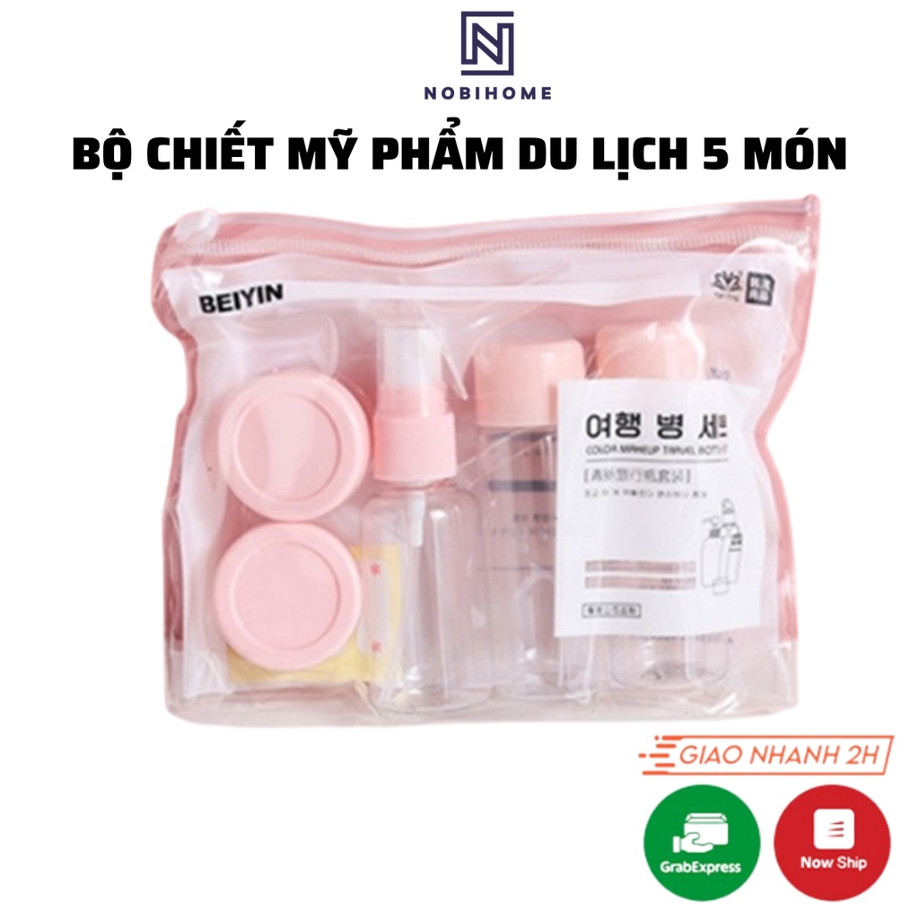 Bộ Chiết Mỹ Phẩm Du Lịch Mini 5 Món Nobihome,túi chiết mỹ phẩm du lịch mini 5 món