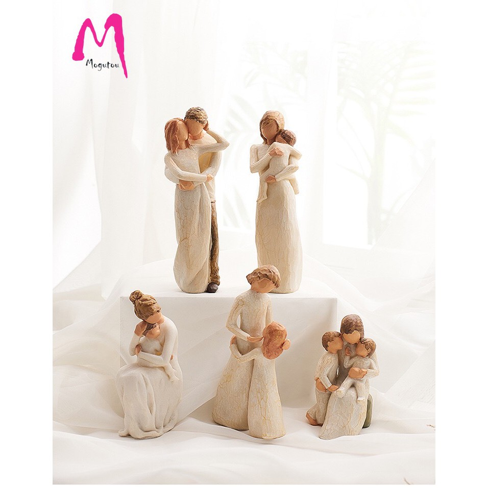 ™[MGT] Phong cách Bắc Âu tình yêu gia đình nhựa hình đồ trang trí bức tượng nhỏ gia đình hạnh phúc thời gian trang trí n
