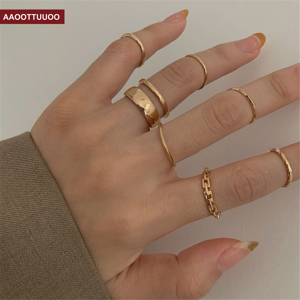 Bộ 7 Nhẫn Các Kích Thước Ngón Tay Cá Tính Cho Nữ