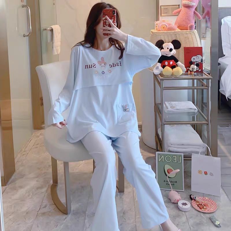Bộ bầu và sau sinh dài tayChicmom Mlure, mặc nhà có nắp mở cho con bú, siêu đẹp A053