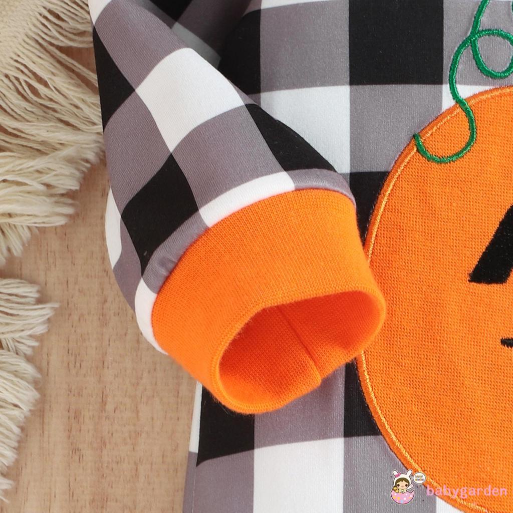 Bộ Áo Liền Quần Tay Dài In Họa Tiết Bí Ngô / Quả Bí Ngô Halloween Dành Cho Trẻ Em 0-18 Tháng Tuổi