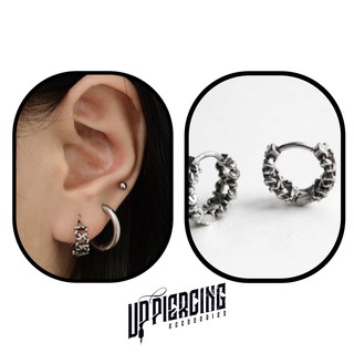 Khuyên tai tròn hoạ tiết thép không gỉ