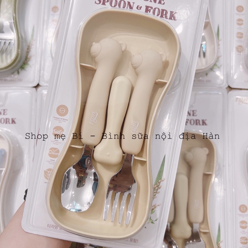 Set thìa dĩa Silicone SPOON &amp; FORK cho bé chính hãng TGM